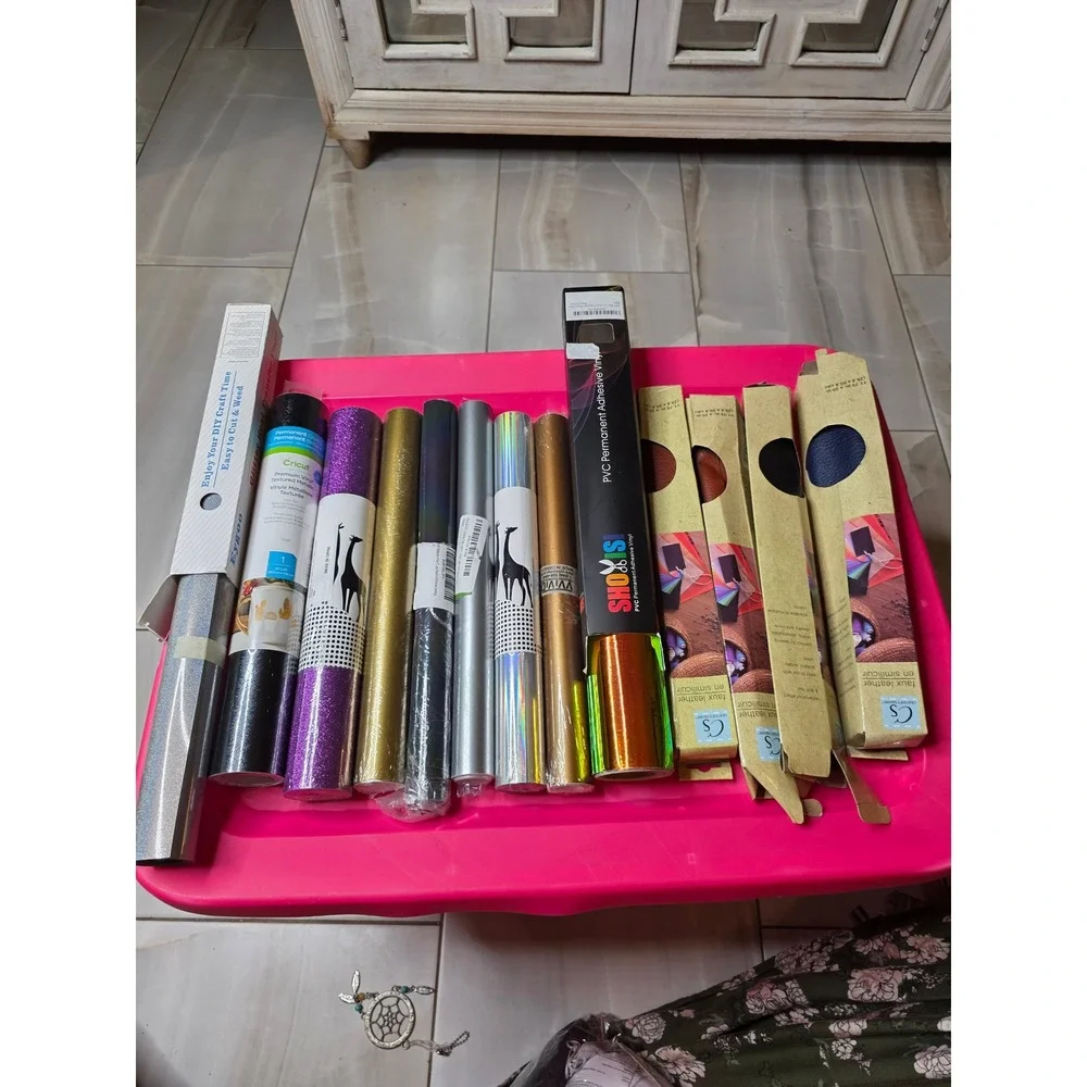 Cricut Girafvinyl‎ Craft Bundle Vinyl Rolls HTV Permanent Adhesive Faux Leather